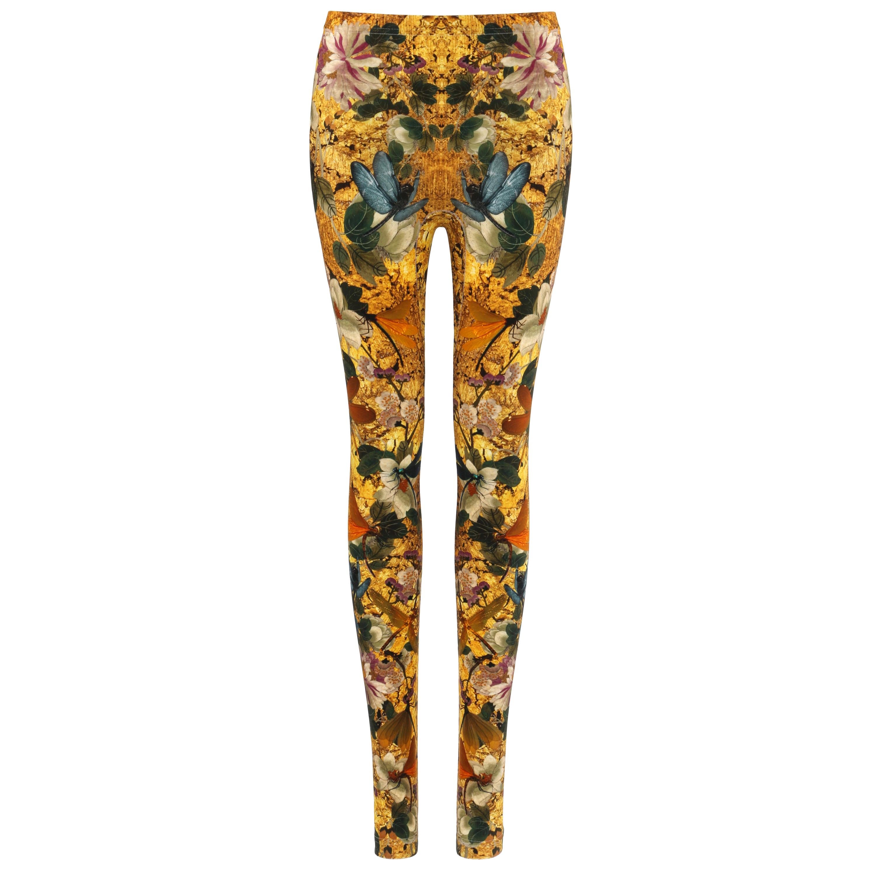 ALEXANDER McQUEEN Dragonfly Floral Printed Stretch Legging Pant