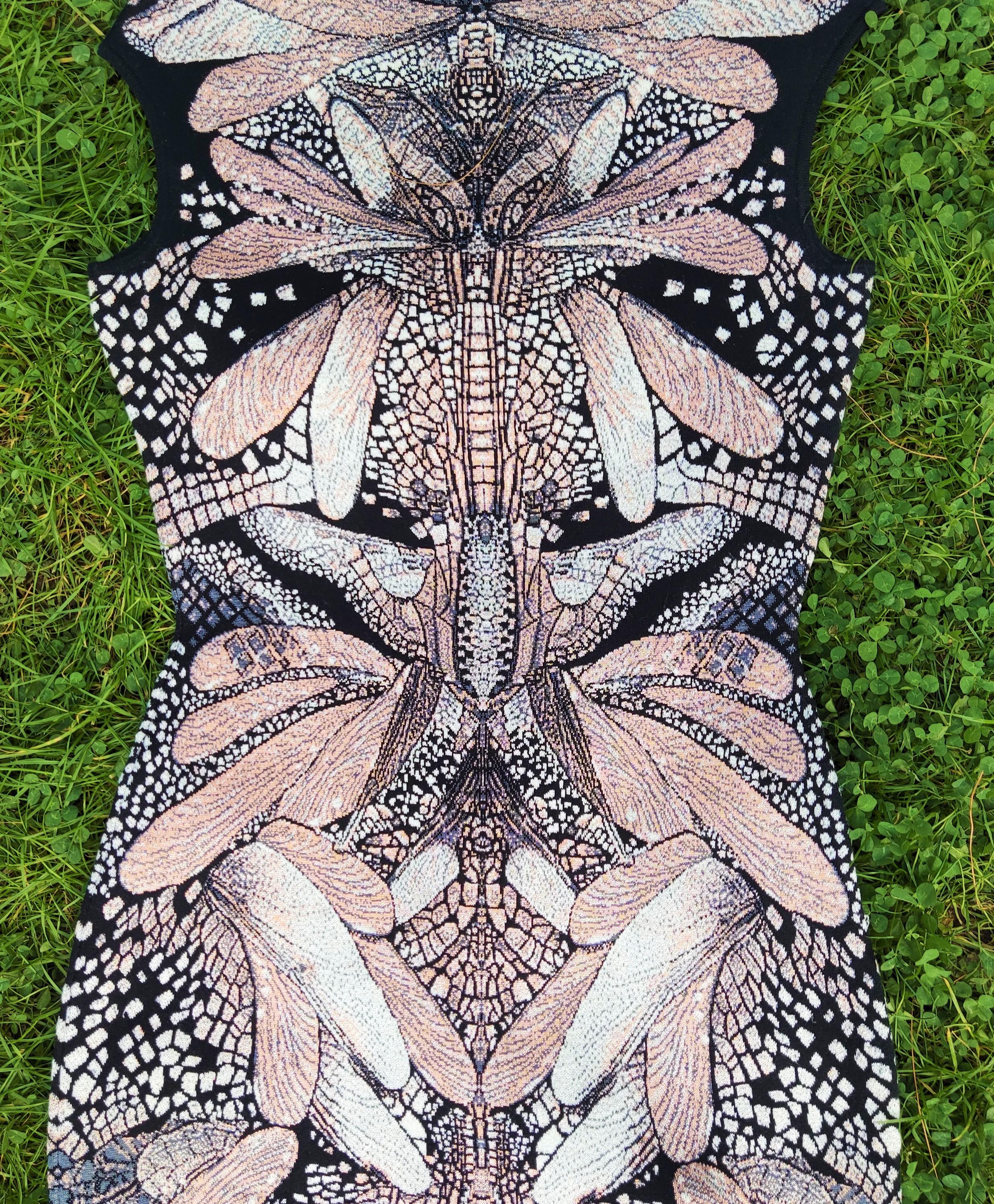 Alexander Mcqueen Dragonfly Nicki Minaj Butterfly Jacquard Gold Atlas Dress 2
