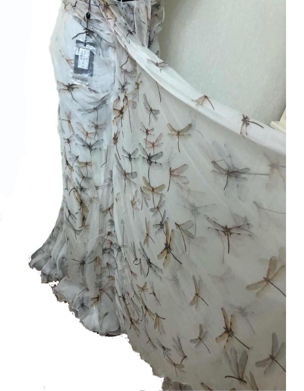 Women's ALEXANDER MCQUEEN DRAGONFLY - PRINT SILK - CHIFFON GOWN DRESS Size IT 40