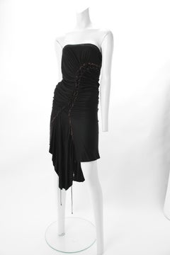 Alexander McQueen Draped "Corseted" Black Jersey Cocktail Dress, c.2000s.
