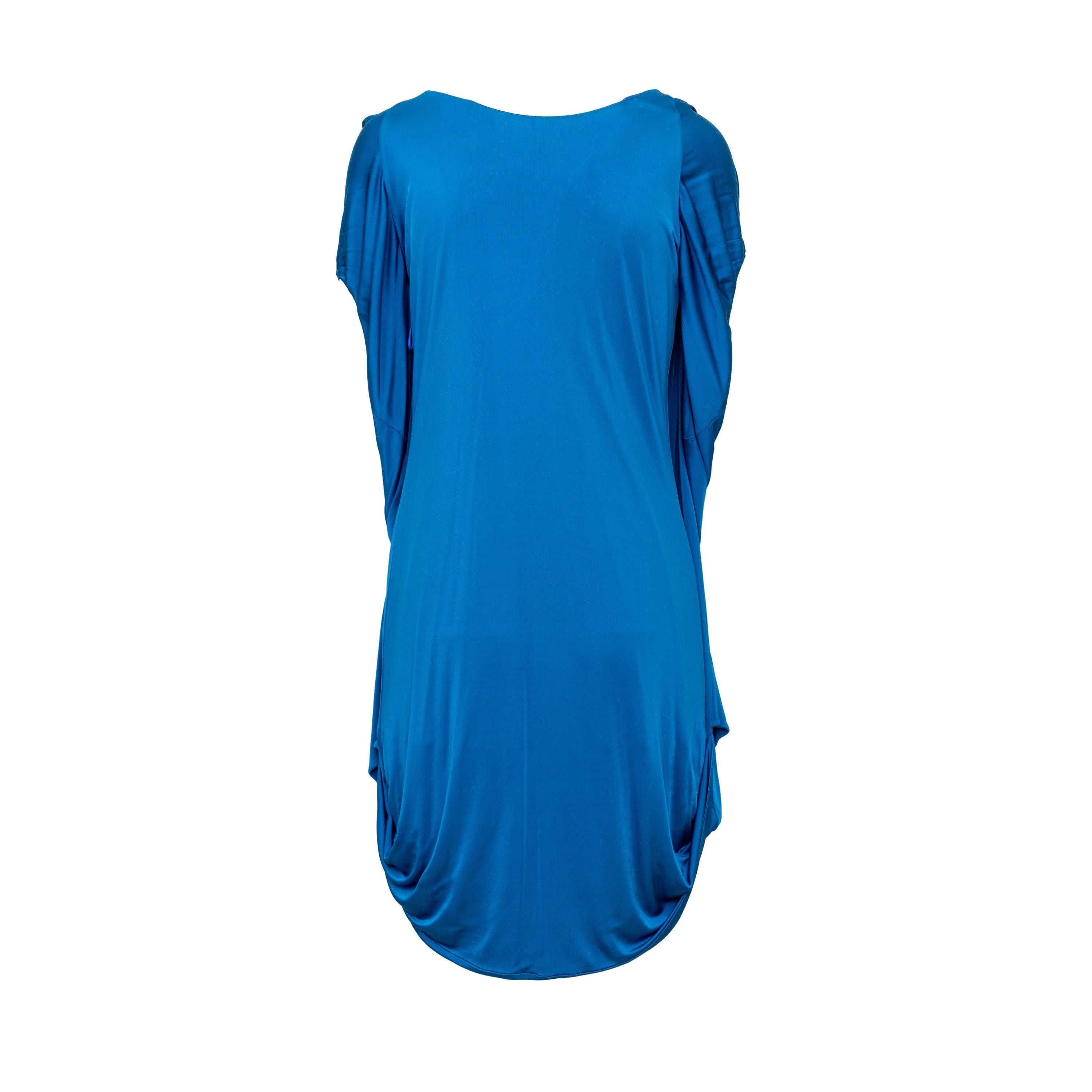Blue Alexander McQueen Draped Dress - '10s For Sale