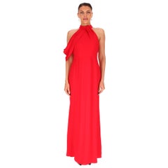 Alexander McQueen Draped Shoulder Halter Neck Evening Gown/Dress