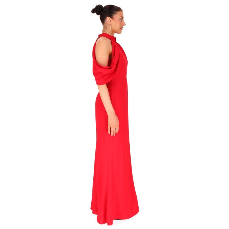 alexander mcqueen halter neck dress Draped Shoulder Evening Gown/Dress For Sale at 1stDibs Drape detailing and gold