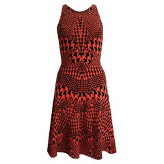 Used Alexander McQueen Dress - Multi Dogtooth Knit - Burnt Orange + Black