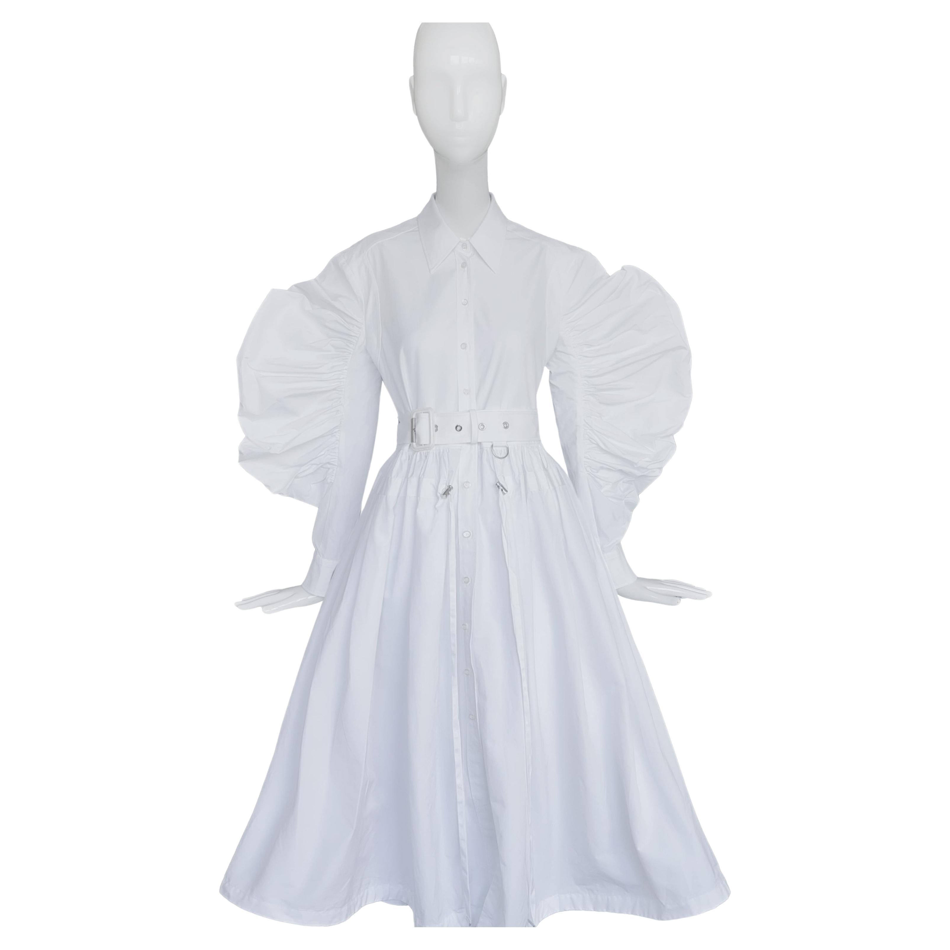 Alexander McQueen Dress SS 2021 Dramatic Sleeve White For Sale