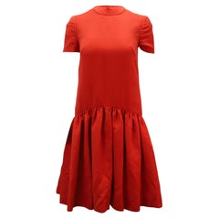 Alexander McQueen Drop Waist Dress in Red Wool