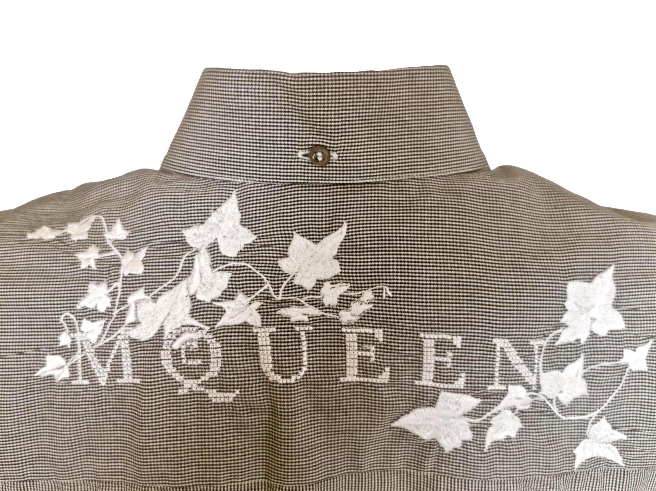 Alexander McQueen Early 1990s Ivy Leaf Embroidered Logo Shirt For Sale 10