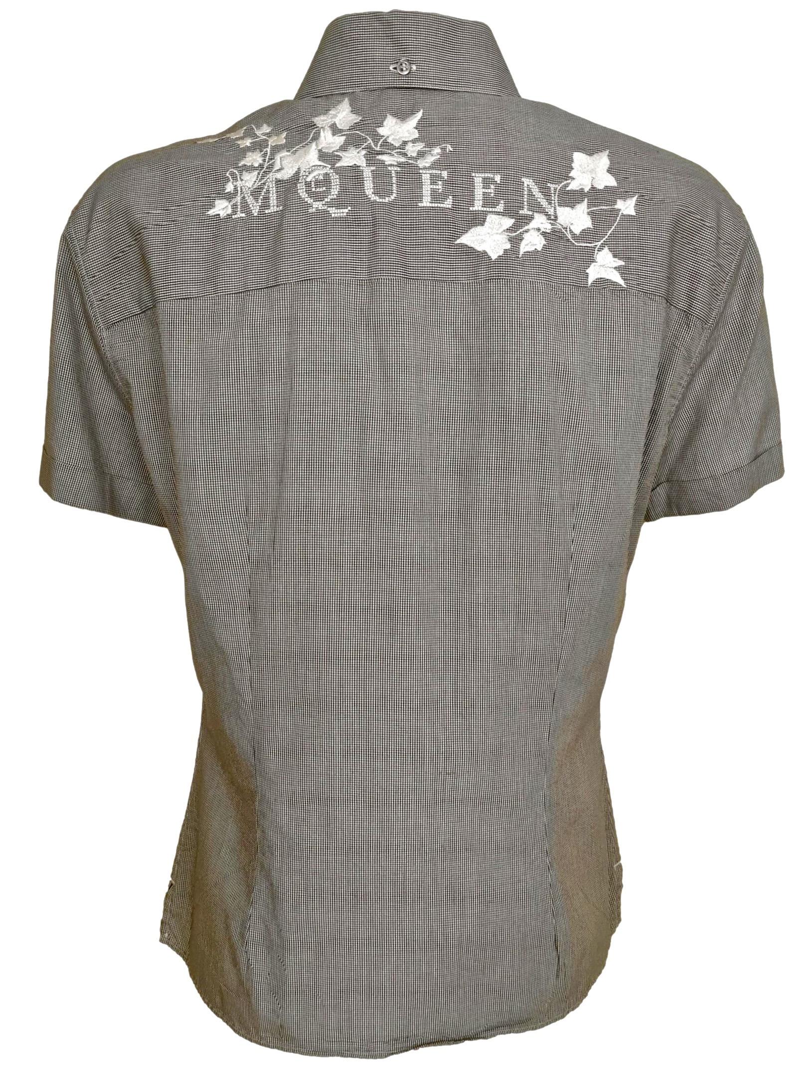 Alexander McQueen Early 1990s Ivy Leaf Embroidered Logo Shirt For Sale 11