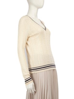 Alexander McQueen Ecru Cable Knit V Neck Jumper Size M
