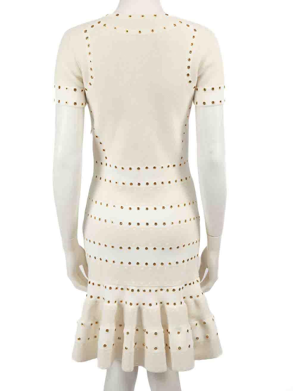 Alexander McQueen Ecru Eyelet Detail Knit Dress Size M In Good Condition For Sale In London, GB