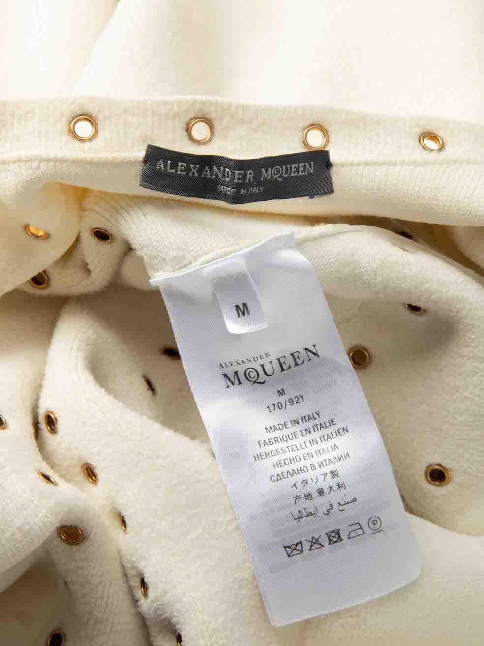 Women's Alexander McQueen Ecru Eyelet Detail Knit Dress Size M For Sale