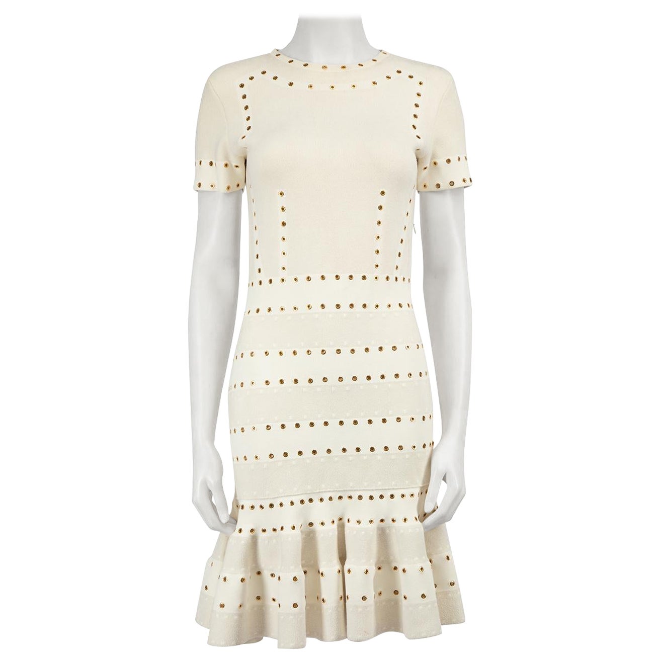 Alexander McQueen Ecru Eyelet Detail Knit Dress Size M