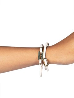 Alexander McQueen - Bracelet rasoir en cuir écru