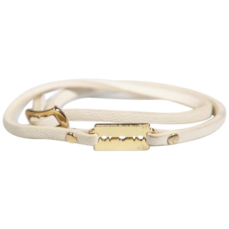 Alexander McQueen Ecru Leather Razor Bracelet