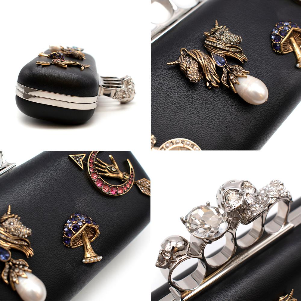 Women's Alexander McQueen embellished black leather four-ring clutch bag