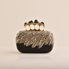 Alexander McQueen Embellished Satin Knuckle Clutch Bag