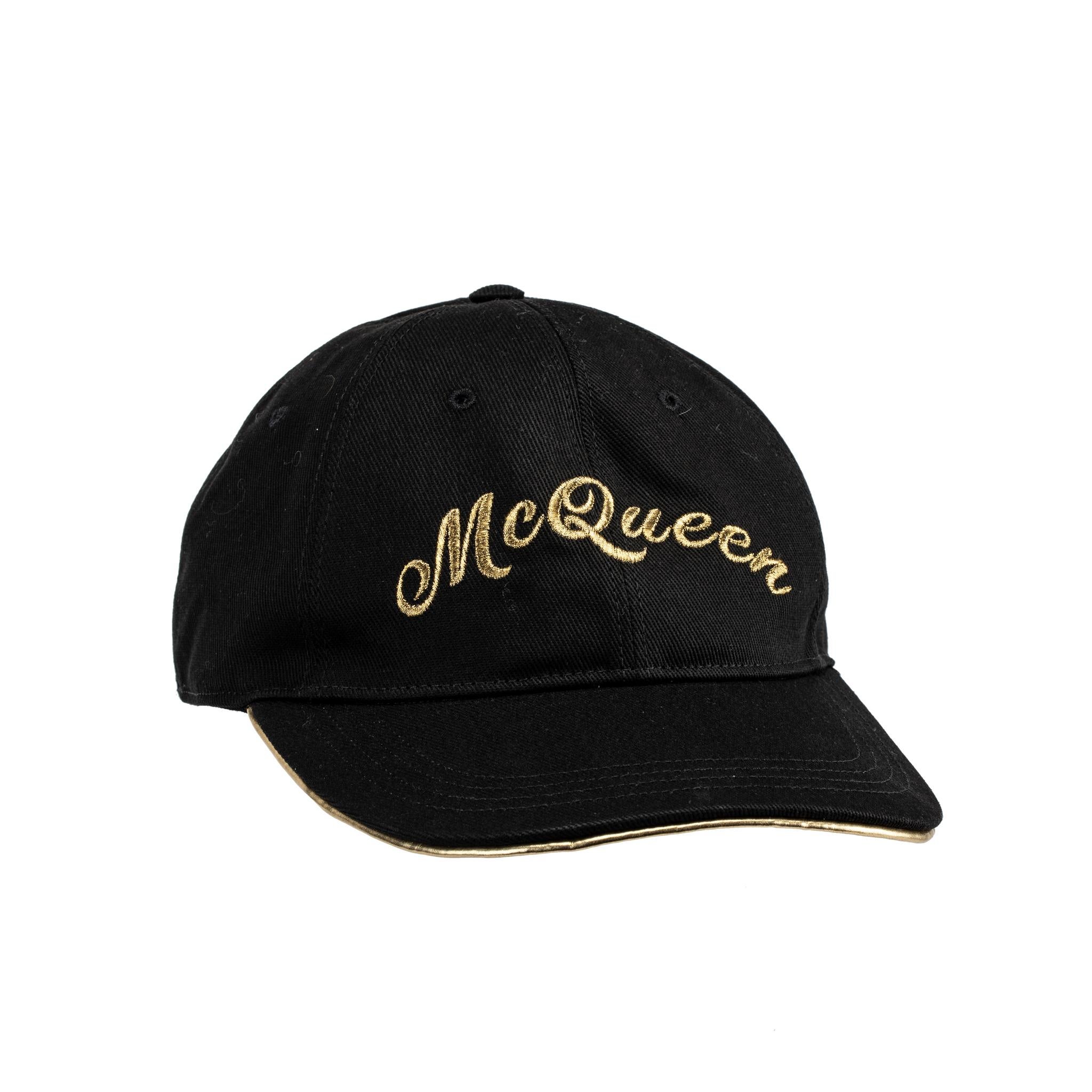Alexander McQueen Embroidered Cap Black & Gold For Sale 2