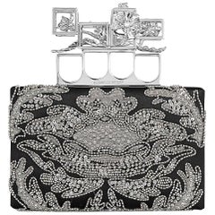 Alexander McQueen Embroidered Silk Poppy Cage Knuckle Box Clutch 