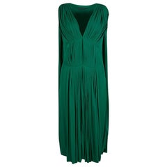 Alexander McQueen Emerald Green Knit Pleated Sleeveless Midi Dress M