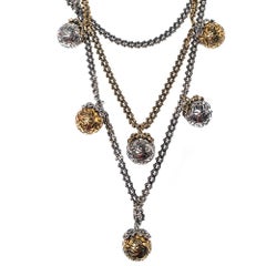 Alexander McQueen Engraved Crystal Sphere Layered Celtic Necklace