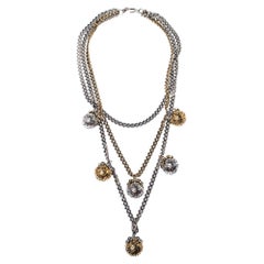 Alexander McQueen Engraved Crystal Sphere Layered Celtic Necklace