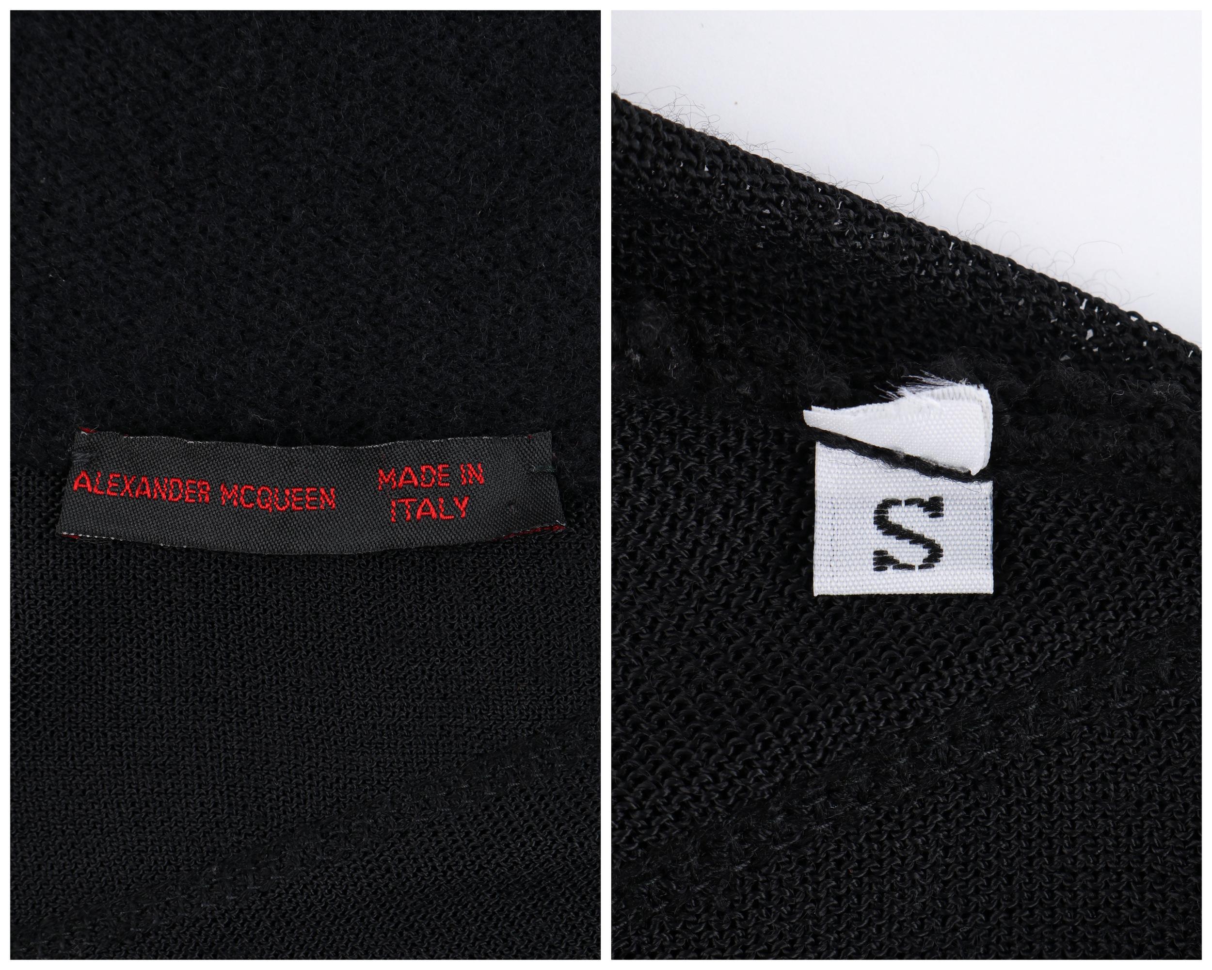 Women's ALEXANDER McQUEEN F/W 1998 “Joan” Black Stripe Semi Sheer Turtleneck Sweater Top For Sale