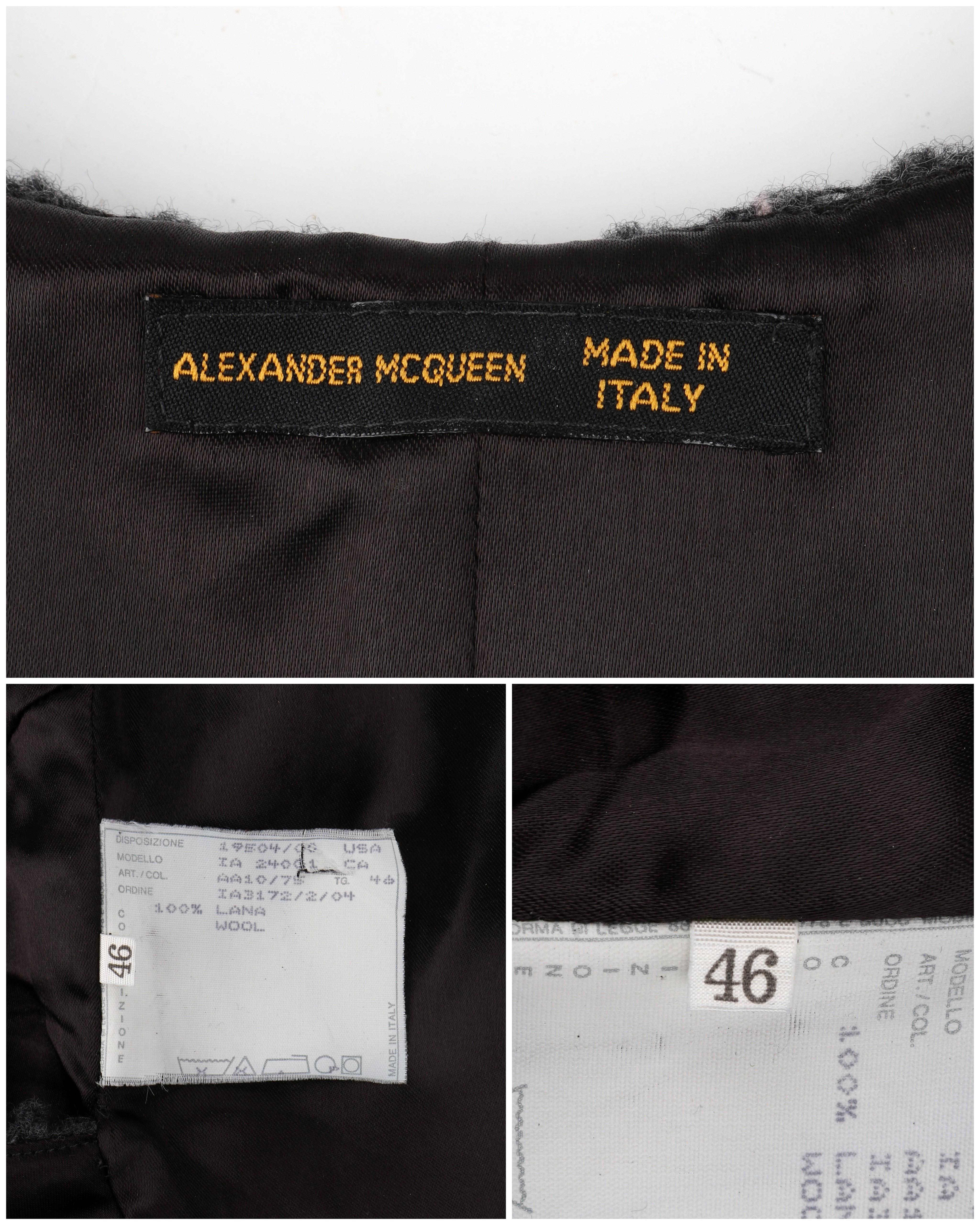ALEXANDER McQUEEN F/W 1999 Gray Wool Plaid Wrap Fringe Sleeveless Vest Knit Top For Sale 7