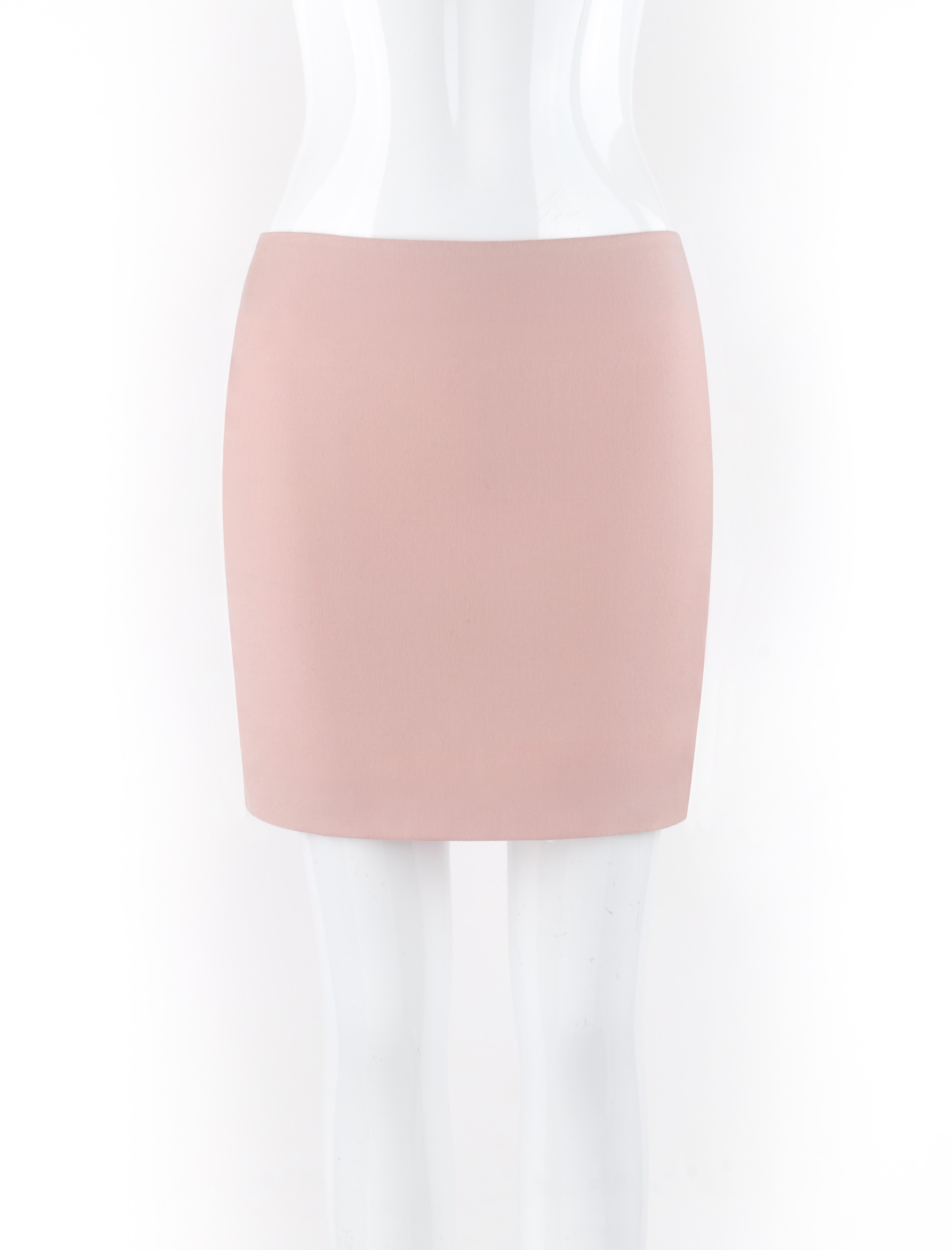 pink leather pleated skirt