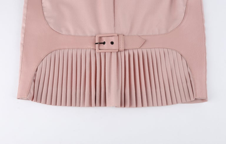 ALEXANDER McQUEEN F/W 2002 Pink Wool Leather Pleated Belt