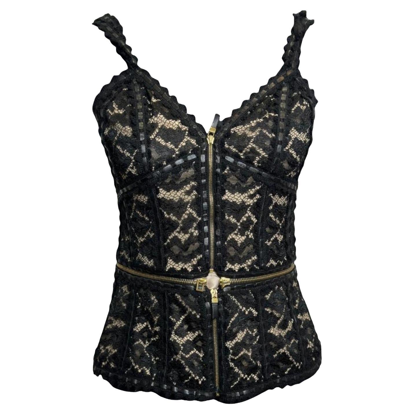 Alexander McQueen F/W 2003 Zipped Lace Corset Top