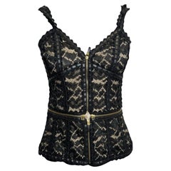 Alexander McQueen F/W 2003 Zipped Lace Corset Top
