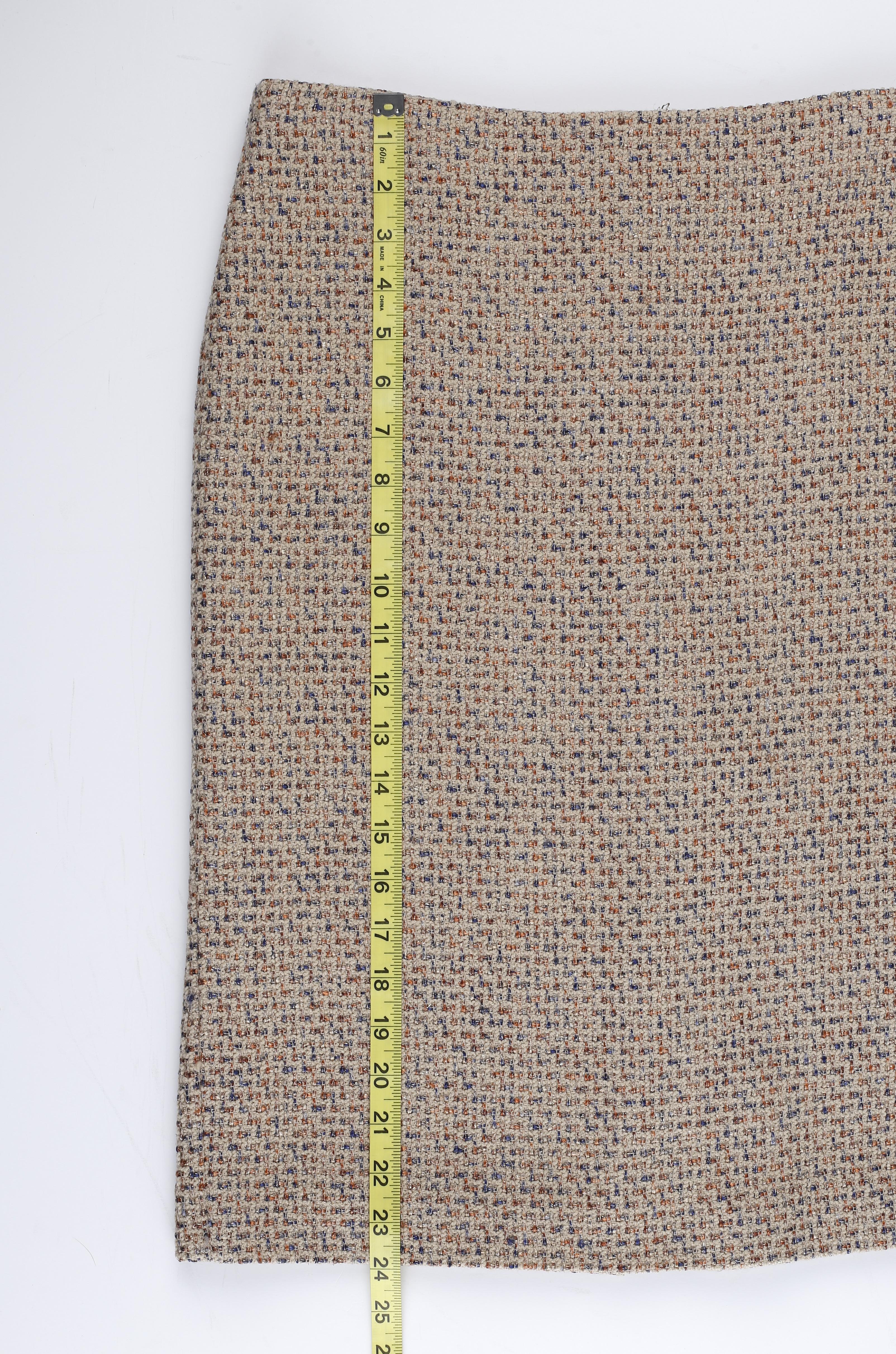 Alexander McQueen F/W 2004 Beige Metallic Tweed Tie Neck Blazer & Skirt 2pc Suit For Sale 12