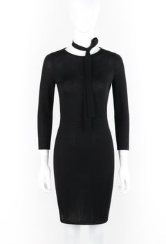 ALEXANDER McQUEEN F/W 2004 Black Knit Draped Open Back Tie Long Sleeve Dress