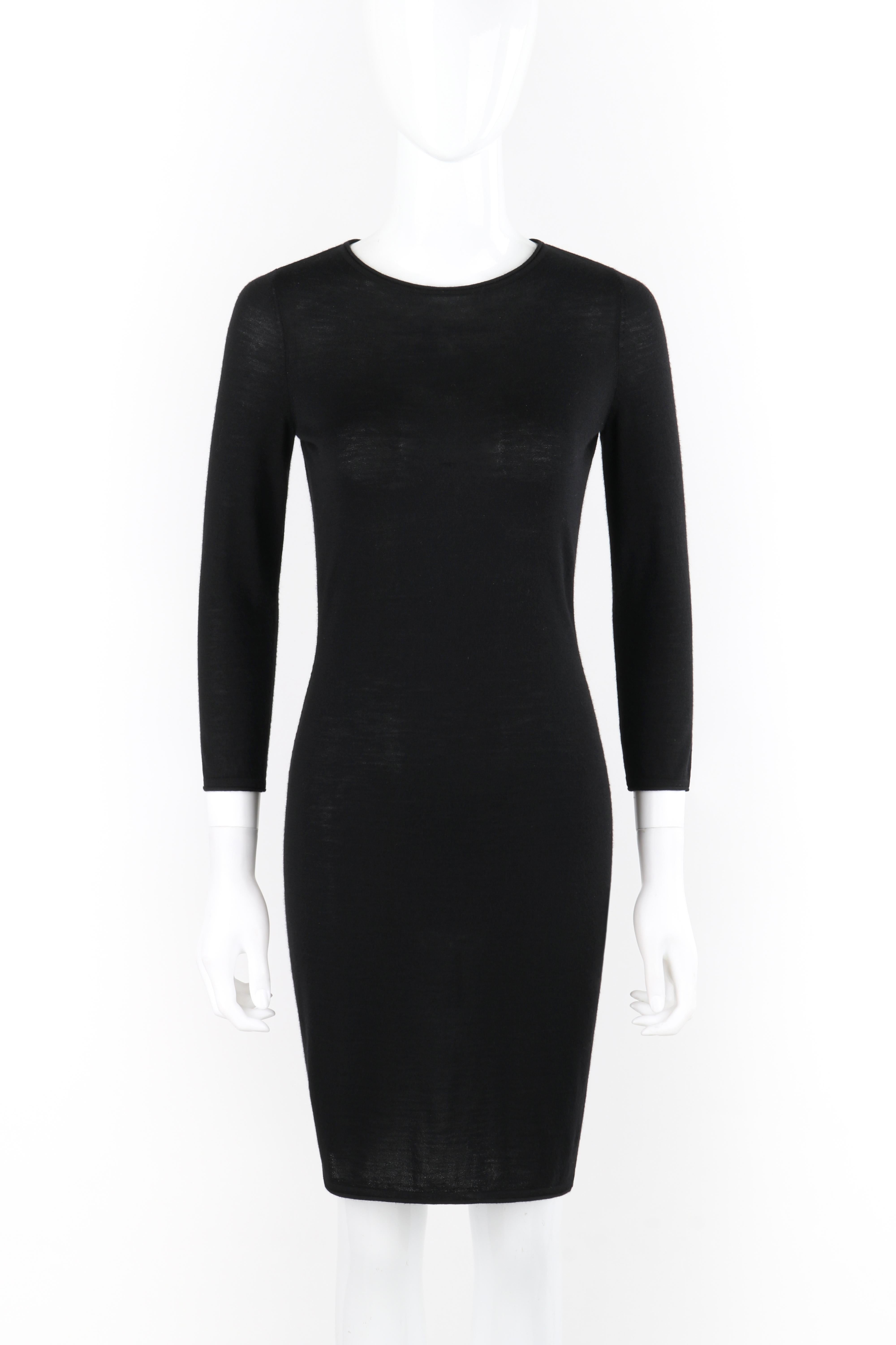 ALEXANDER McQUEEN F/W 2004 Black Knit Draped Open Back Tie Long Sleeve Dress In Good Condition For Sale In Thiensville, WI