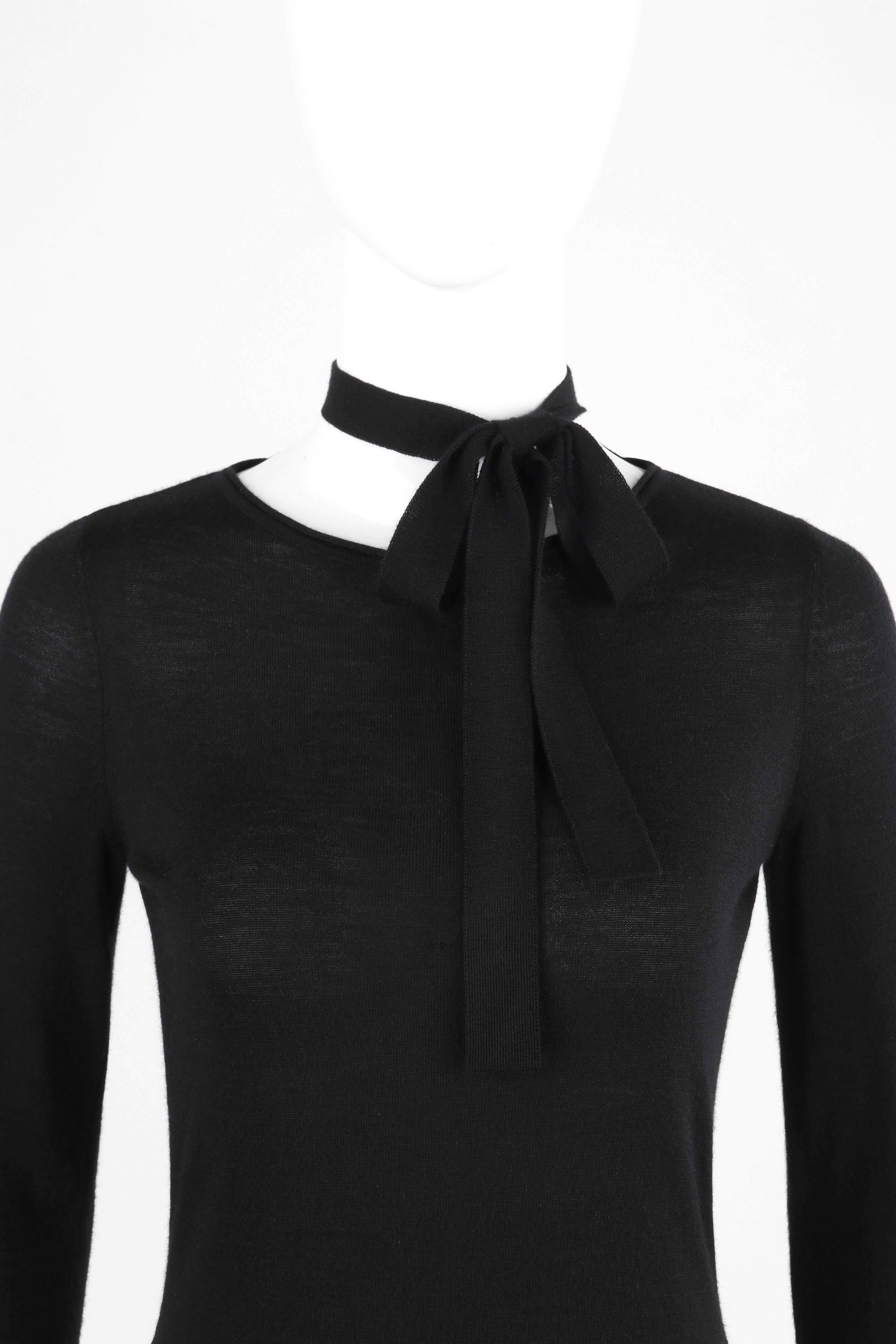 ALEXANDER McQUEEN F/W 2004 Black Knit Draped Open Back Tie Long Sleeve Dress For Sale 4