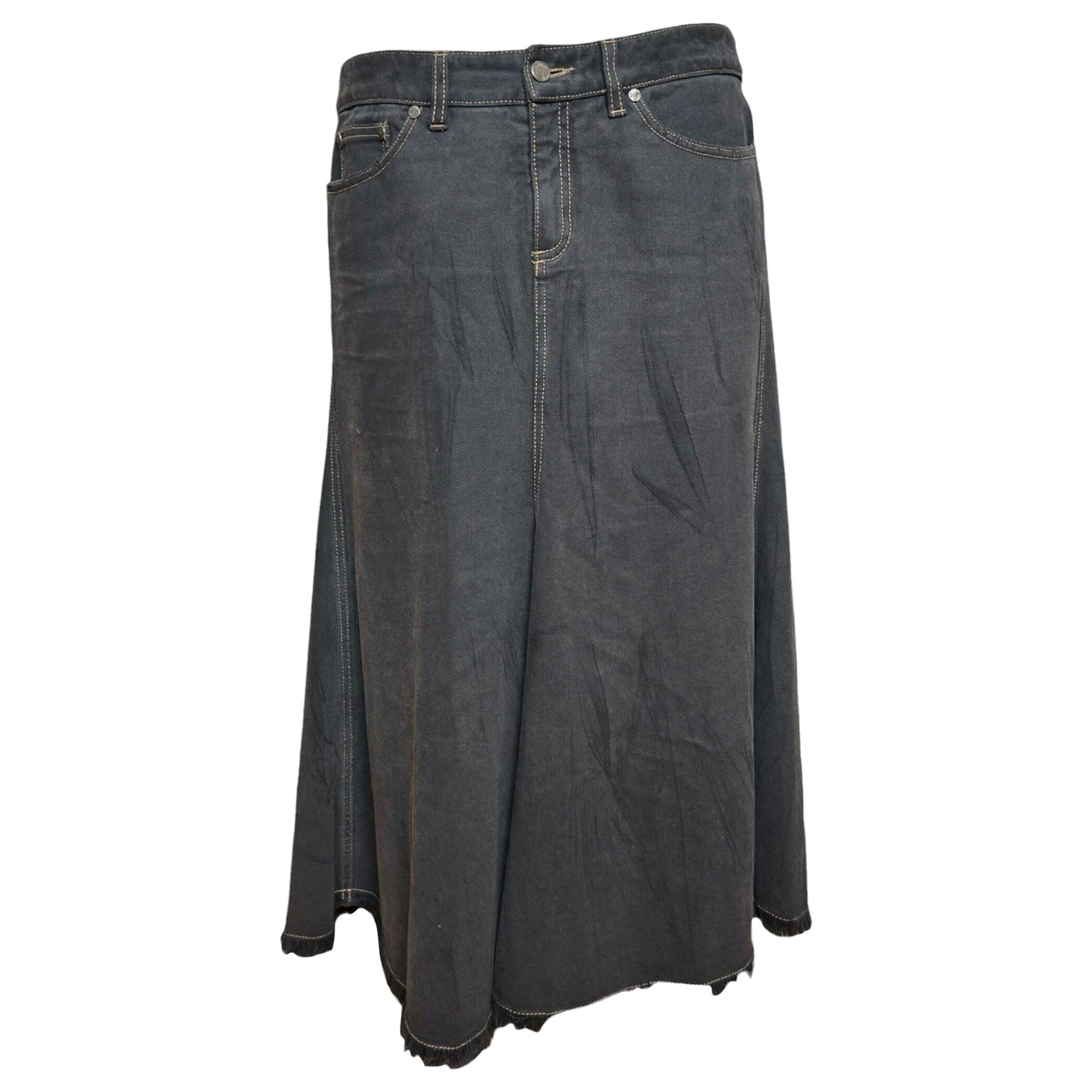 Alexander McQueen F/W 2004 Deconstructed Denim Maxi Skirt