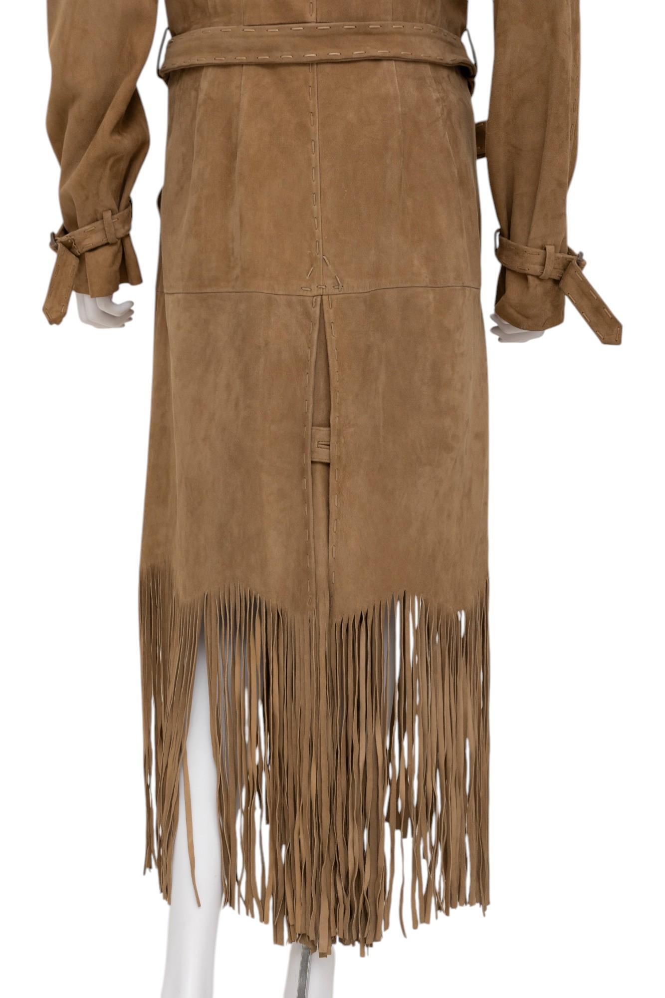 Alexander McQueen F/W 2005 Abrigo de ante marrón con flecos en venta 5