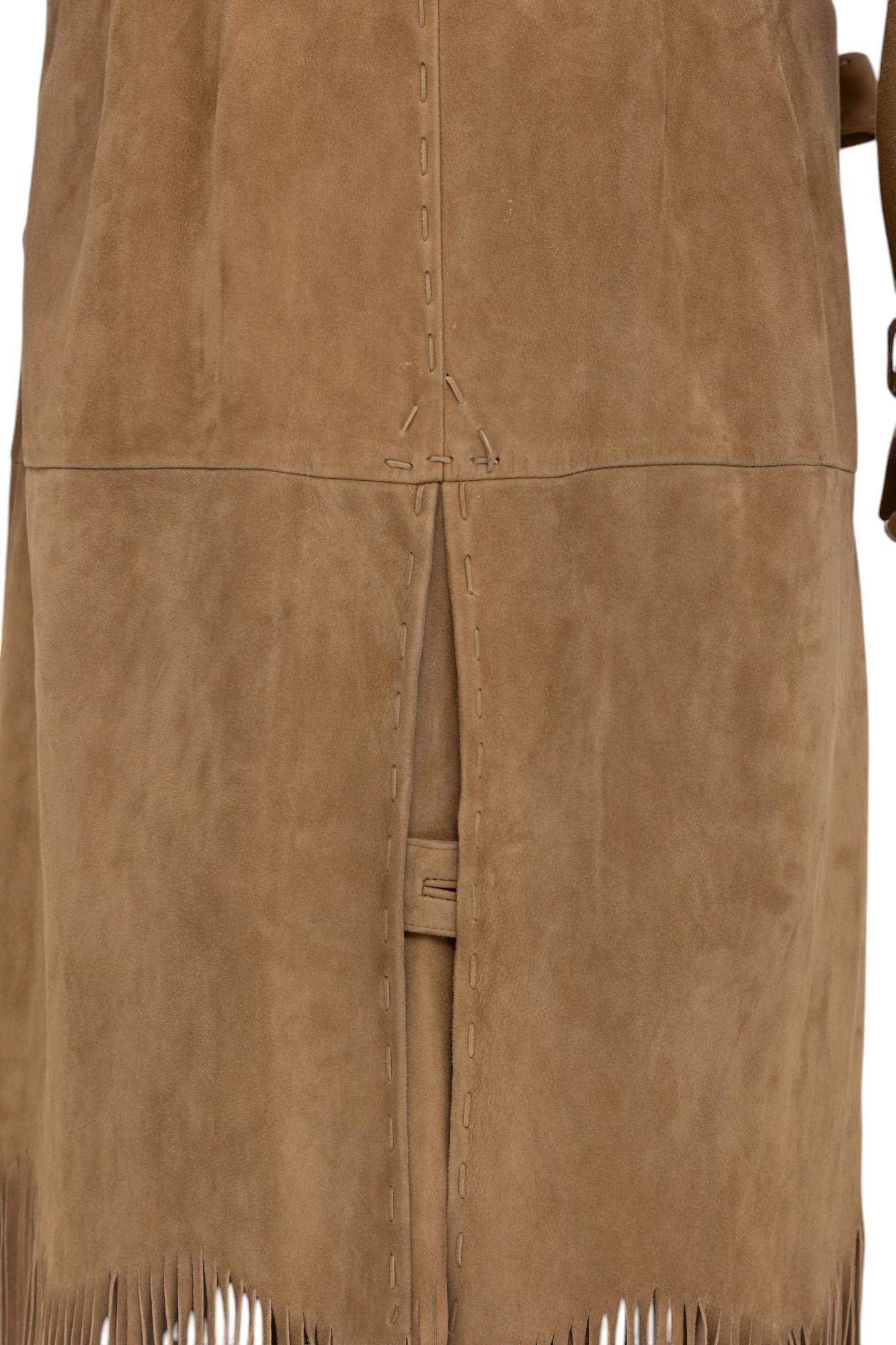 Alexander McQueen F/W 2005 Abrigo de ante marrón con flecos en venta 6