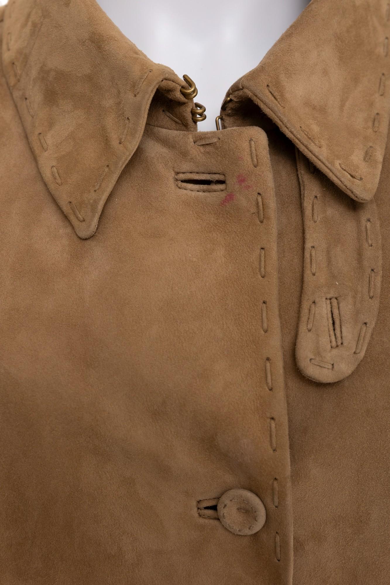 Alexander McQueen F/W 2005 Abrigo de ante marrón con flecos en venta 7