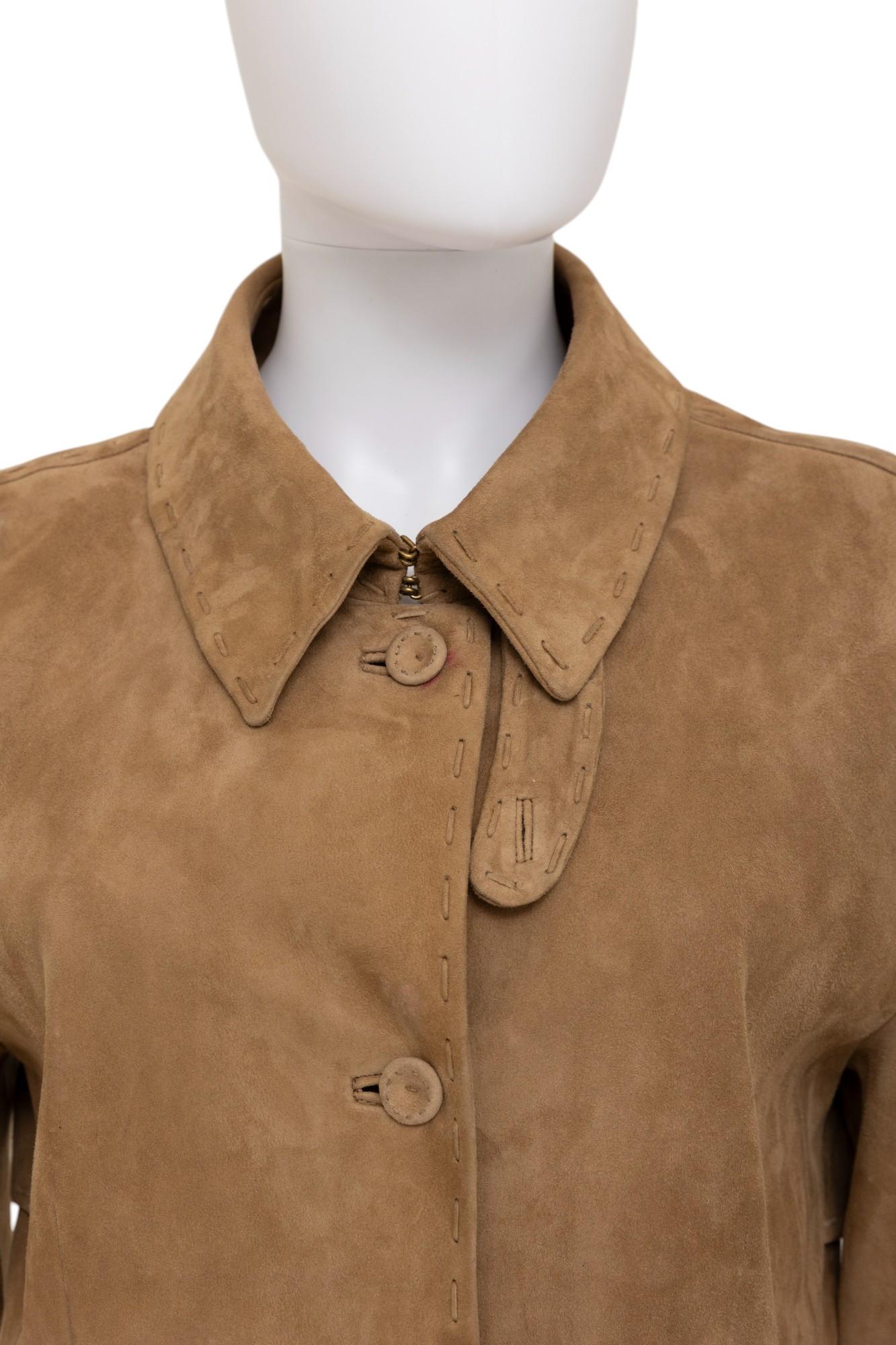 Alexander McQueen F/W 2005 Abrigo de ante marrón con flecos en venta 1