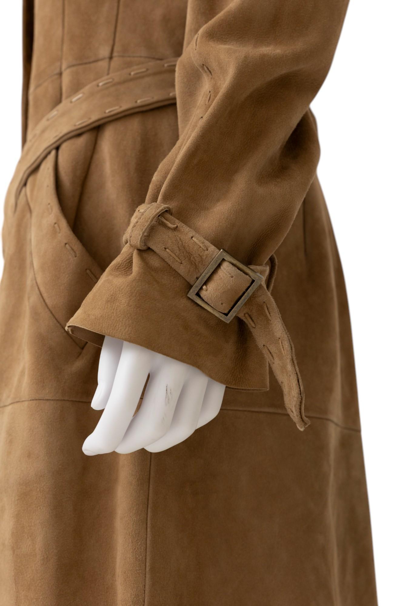 Alexander McQueen F/W 2005 Abrigo de ante marrón con flecos en venta 4