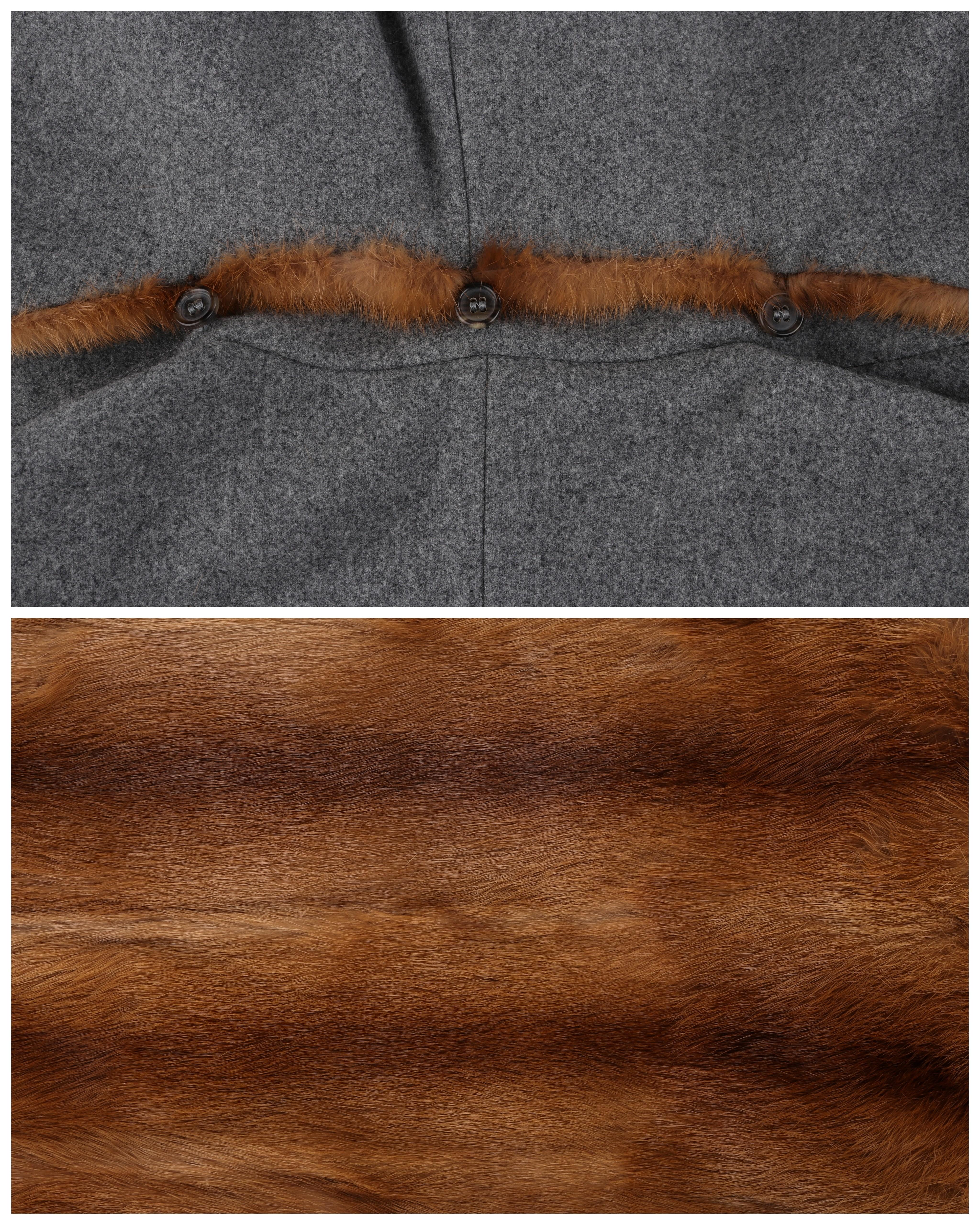 ALEXANDER McQUEEN F/W 2005 Gray Brown Mink Fur Removable Hood Belted Jacket Coat For Sale 5
