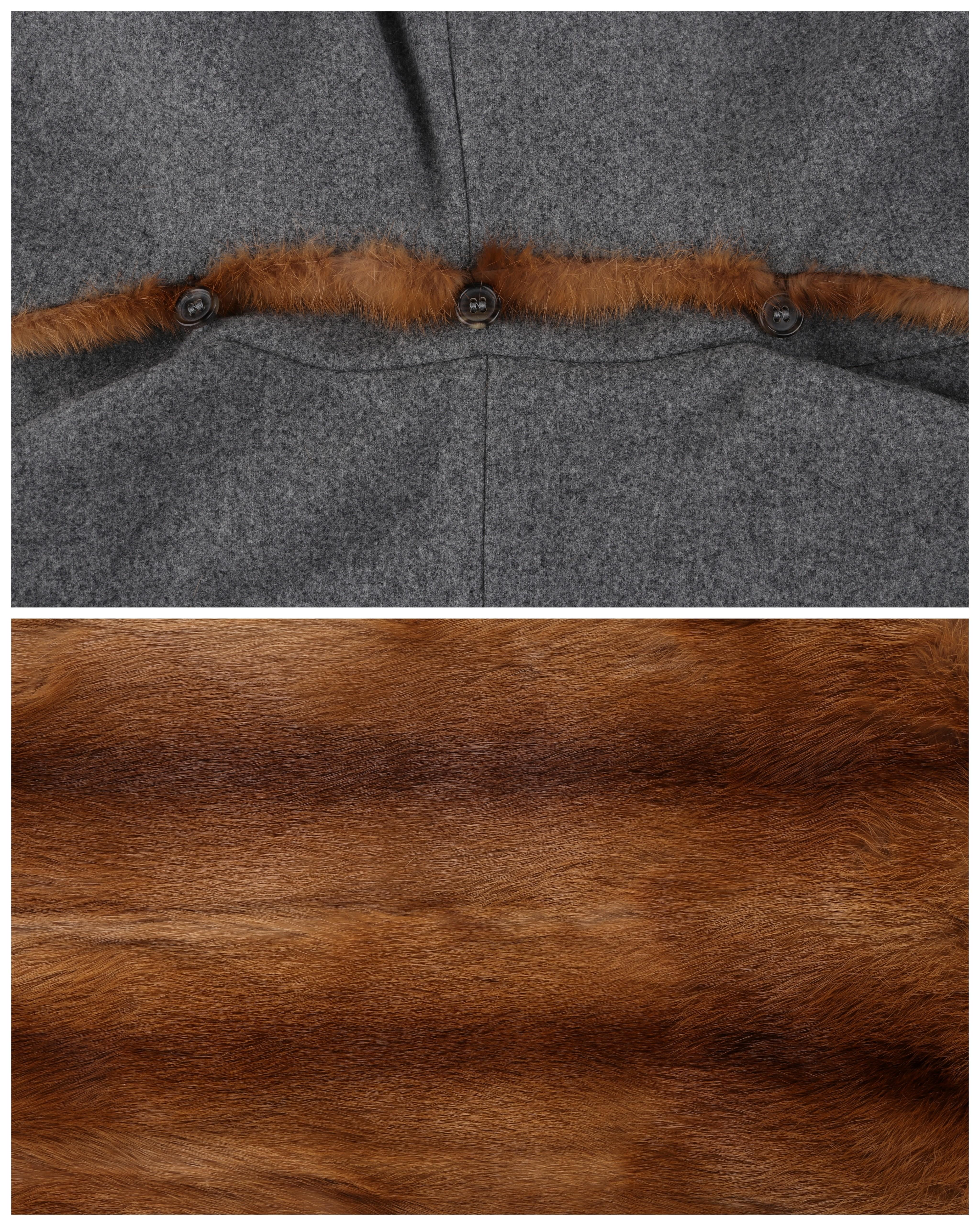 ALEXANDER McQUEEN F/W 2005 Grau Braun Nerz Pelz Abnehmbare Kapuze Gürtel Jacke Mantel im Angebot 4