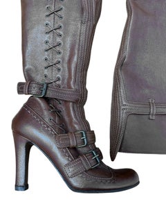 Alexander McQueen F/W 2006 Lace Up Brown Leather Boots