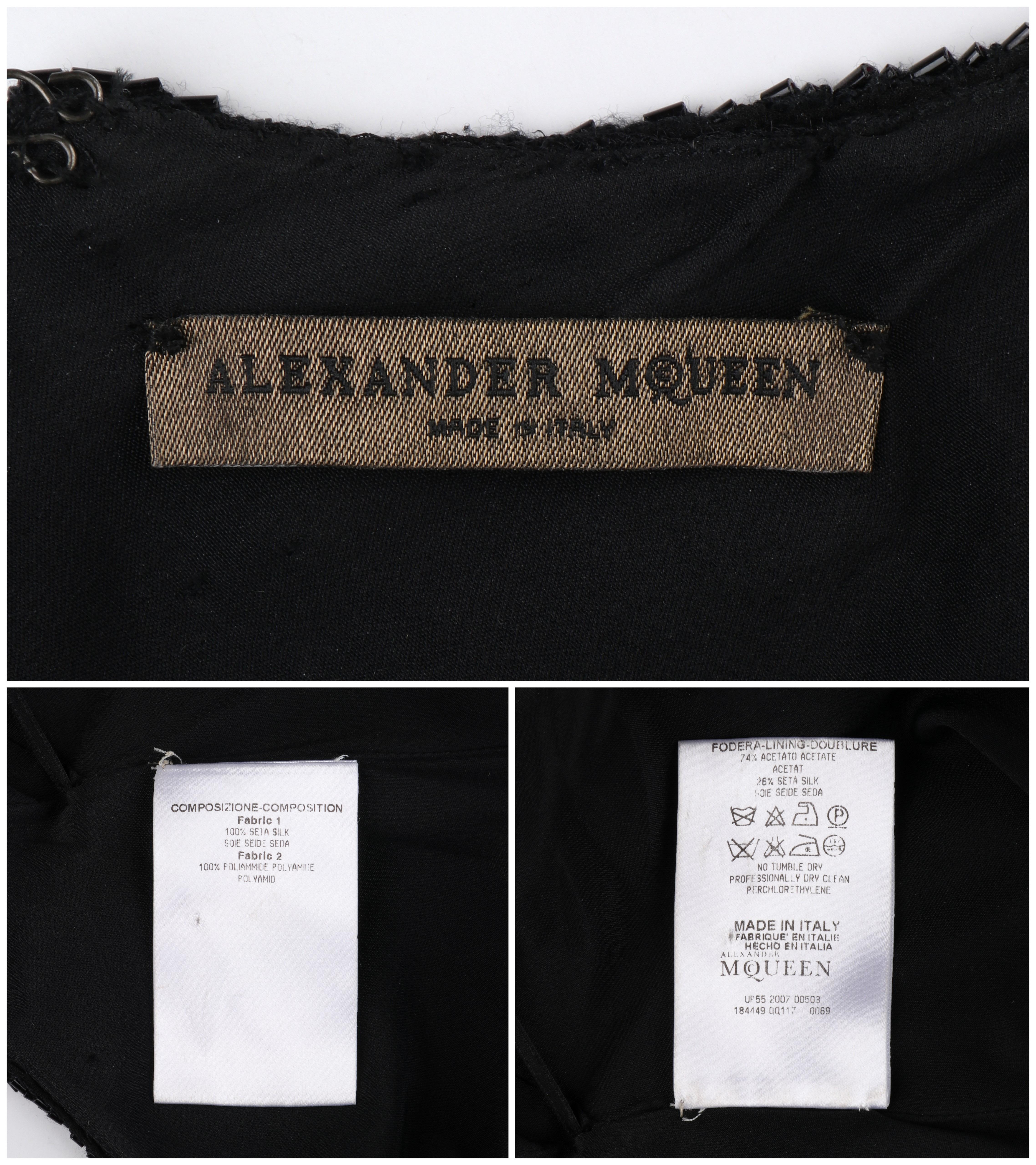 ALEXANDER McQUEEN F/H 2007 - Robe dos nu perlé en tulle superposé noir en vente 6