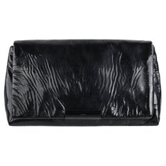 ALEXANDER McQUEEN F/W 2009 Black Crinkled Patent Leather Large Trash Bag Clutch