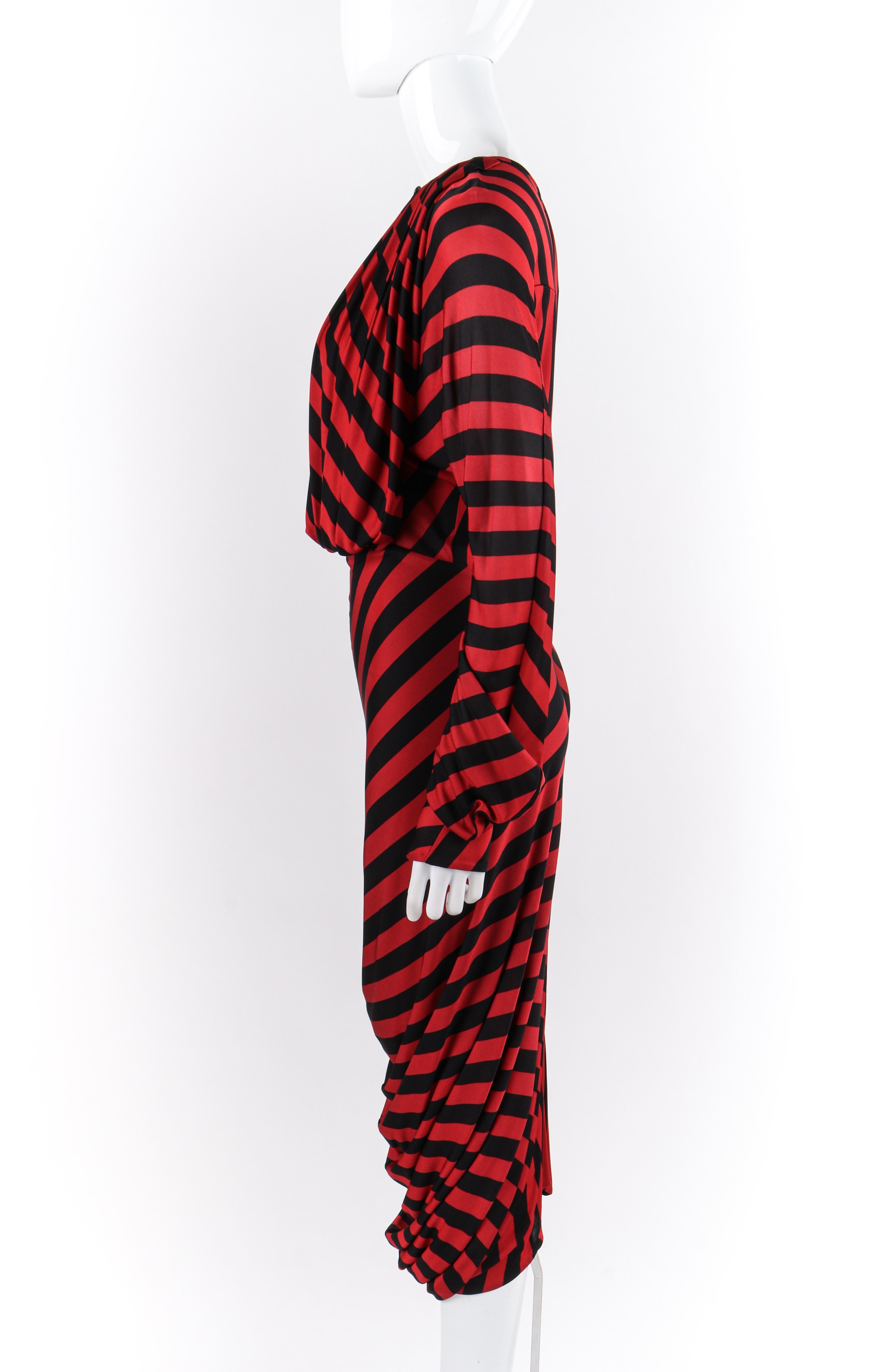 ALEXANDER McQUEEN F/W 2009 “The Horn of Plenty” Red Black Chevron Ruched Dress For Sale 1