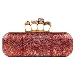 ALEXANDER McQUEEN F/W 2010 Red Metallic Python Skull Knuckle Ring Duster Clutch