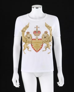 ALEXANDER McQUEEN F/W 2010 White Gold "Alexander the Great" Lion Print T-Shirt
