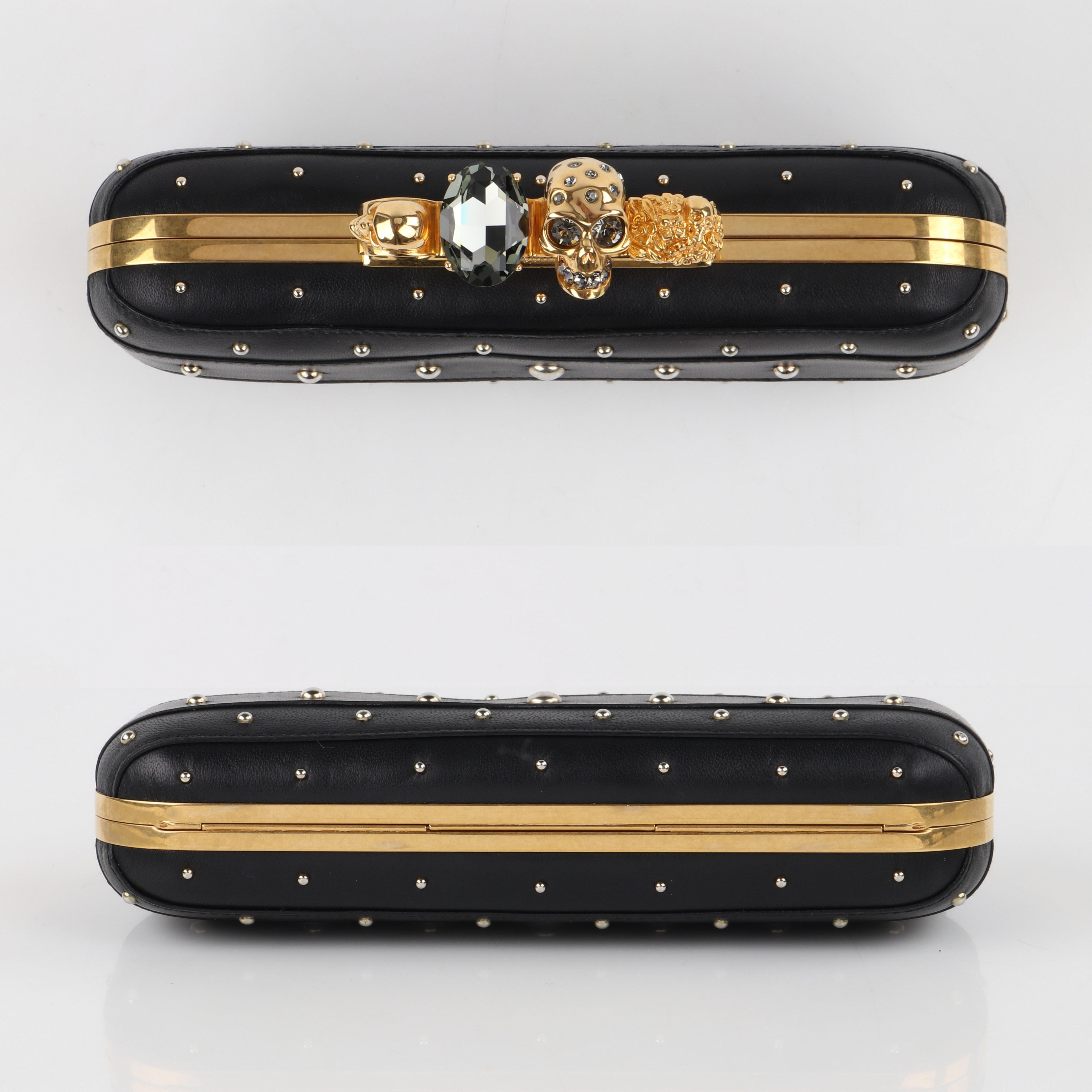 ALEXANDER McQUEEN F/W 2013 Black Gold Leather Studded Knuckle Ring Duster Clutch 2